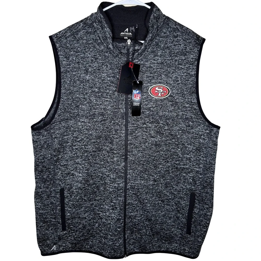 Antigua San Francisco 49ers Fortune Full Zip Vest Mens 3XL Charcoal Heather NFL